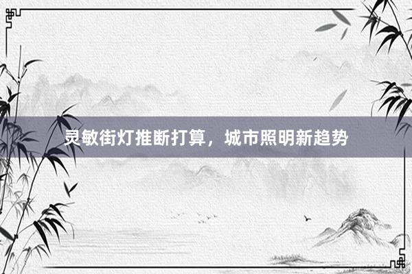 灵敏街灯推断打算，城市照明新趋势